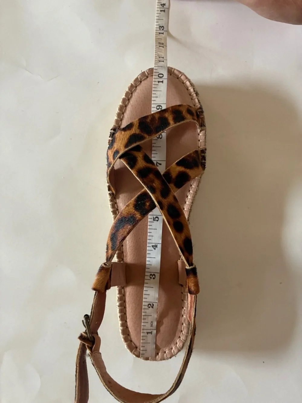 Madewell Malia Asymmetric Leopard Leather Calf Hair Espadrille Sandal Size 91/2